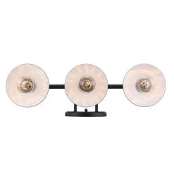 Glenhurst 3-Light Black Industrial Farmhouse Bathroom Vanity Light Fixture with Metal Shades by Hampton Bay -Hampton Bay Sales black hampton bay vanity lighting hd 8003 bk 1f 1000