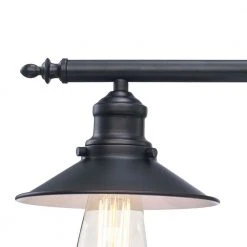 Glenhurst 3-Light Black Industrial Farmhouse Bathroom Vanity Light Fixture with Metal Shades by Hampton Bay -Hampton Bay Sales black hampton bay vanity lighting hd 8003 bk 40 1000