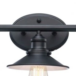 Glenhurst 3-Light Black Industrial Farmhouse Bathroom Vanity Light Fixture with Metal Shades by Hampton Bay -Hampton Bay Sales black hampton bay vanity lighting hd 8003 bk 44 1000