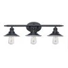 Glenhurst 3-Light Black Industrial Farmhouse Bathroom Vanity Light Fixture with Metal Shades by Hampton Bay