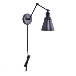 1-Light Black Plug-In/Hardwired Swing Arm Wall Lamp with 6 ft. Fabric Cord by Hampton Bay 17 1-Light Black Plug-In/Hardwired Swing Arm Wall Lamp with 6 ft. Fabric Cord by Hampton Bay -Hampton Bay Sales black hampton bay wall lamps ew11475bk1 a 4f 1000