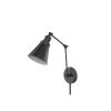 1-Light Black Plug-In/Hardwired Swing Arm Wall Lamp with 6 ft. Fabric Cord by Hampton Bay
