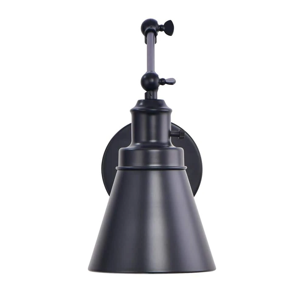 1-Light Black Plug-In/Hardwired Swing Arm Wall Lamp with 6 ft. Fabric Cord by Hampton Bay 6 1-Light Black Plug-In/Hardwired Swing Arm Wall Lamp with 6 ft. Fabric Cord by Hampton Bay - Image 6