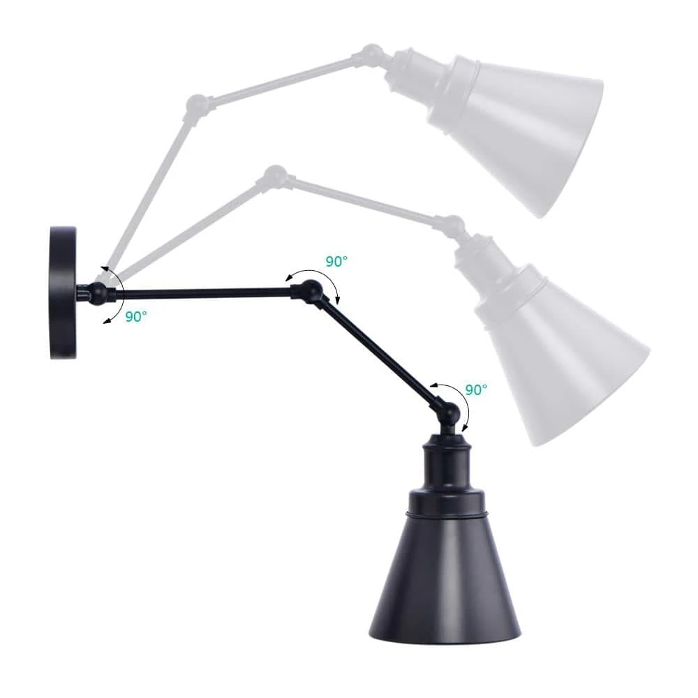 1-Light Black Plug-In or Hardwired Swing Arm Wall Lamp with 6 ft. Fabric Cord (Title 20) by Hampton Bay 9 1-Light Black Plug-In or Hardwired Swing Arm Wall Lamp with 6 ft. Fabric Cord (Title 20) by Hampton Bay - Image 9