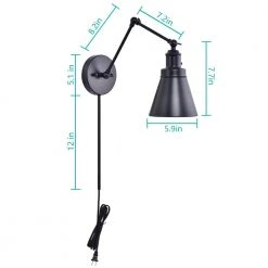 1-Light Black Plug-In or Hardwired Swing Arm Wall Lamp with 6 ft. Fabric Cord (Title 20) by Hampton Bay 20 1-Light Black Plug-In or Hardwired Swing Arm Wall Lamp with 6 ft. Fabric Cord (Title 20) by Hampton Bay -Hampton Bay Sales black hampton bay wall lamps ew11475bk1 d fa 1000
