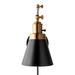 1-Light Black and Gold Plug-In or Hardwired Swing Arm Wall Lamp Wall Lamp with 6 ft. Fabric Cord by Hampton Bay -Hampton Bay Sales black hampton bay wall lamps ew11475bkf a 1d 1000