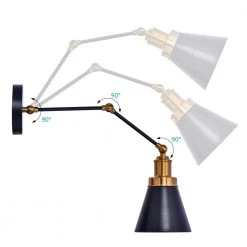 1-Light Black and Gold Plug-In or Hardwired Swing Arm Wall Lamp Wall Lamp with 6 ft. Fabric Cord by Hampton Bay -Hampton Bay Sales black hampton bay wall lamps ew11475bkf a 44 1000
