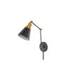 1-Light Black and Gold Plug-In or Hardwired Swing Arm Wall Lamp Wall Lamp with 6 ft. Fabric Cord by Hampton Bay