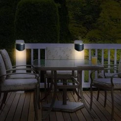 Solar 2-Toned Black Integrated LED Deck Rail Light with Brushed Nickel Top (2-Pack) by Hampton Bay -Hampton Bay Sales black with brushed nickel top cap hampton bay deck rail lights 43110 31 1000