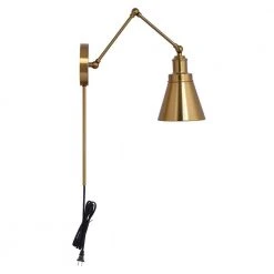1-Light Brass Plug-In/Hardwired Swing Arm Wall Lamp with 6 ft. Fabric Cord by Hampton Bay 10 1-Light Brass Plug-In/Hardwired Swing Arm Wall Lamp with 6 ft. Fabric Cord by Hampton Bay -Hampton Bay Sales brass hampton bay wall lamps ew11475ssb a 1f 1000