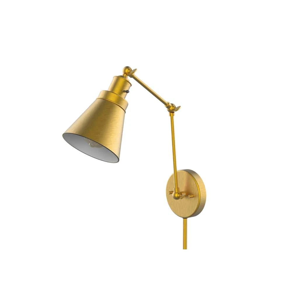 1-Light Brass Plug-In/Hardwired Swing Arm Wall Lamp with 6 ft. Fabric Cord by Hampton Bay 1 1-Light Brass Plug-In/Hardwired Swing Arm Wall Lamp with 6 ft. Fabric Cord by Hampton Bay
