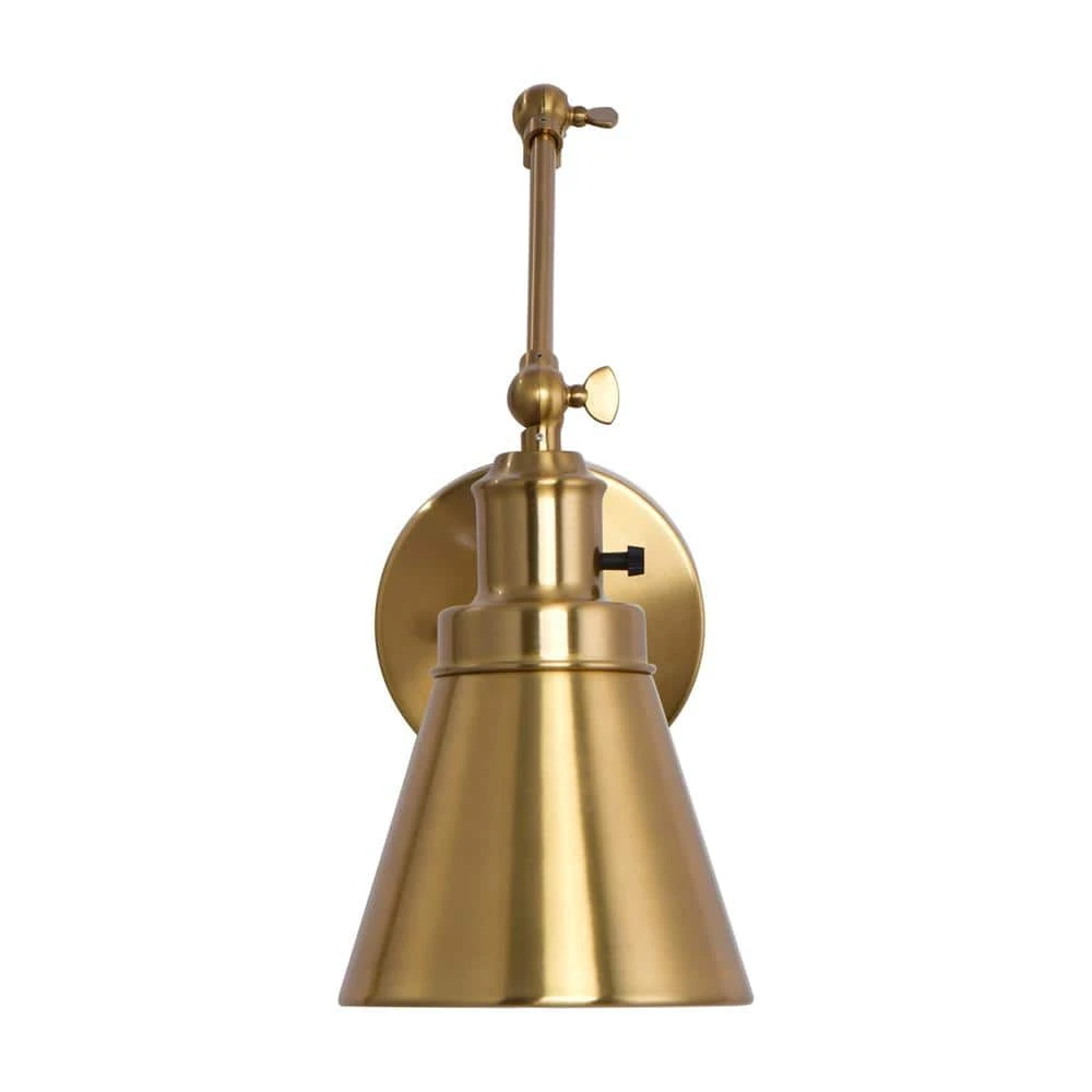 1-Light Brass Plug-In/Hardwired Swing Arm Wall Lamp with 6 ft. Fabric Cord by Hampton Bay 2 1-Light Brass Plug-In/Hardwired Swing Arm Wall Lamp with 6 ft. Fabric Cord by Hampton Bay - Image 2