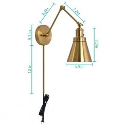 1-Light Brass Plug-In/Hardwired Swing Arm Wall Lamp with 6 ft. Fabric Cord by Hampton Bay 12 1-Light Brass Plug-In/Hardwired Swing Arm Wall Lamp with 6 ft. Fabric Cord by Hampton Bay -Hampton Bay Sales brass hampton bay wall lamps ew11475ssb a fa 1000