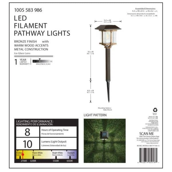 10 Lumens 2-Tone Solar Bronze and Warm Wood LED Landscape Pathway Light Set (16-Pack) by Hampton Bay 5 10 Lumens 2-Tone Solar Bronze and Warm Wood LED Landscape Pathway Light Set (16-Pack) by Hampton Bay - Image 5