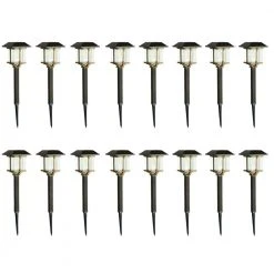 10 Lumens 2-Tone Solar Bronze and Warm Wood LED Landscape Pathway Light Set (16-Pack) by Hampton Bay