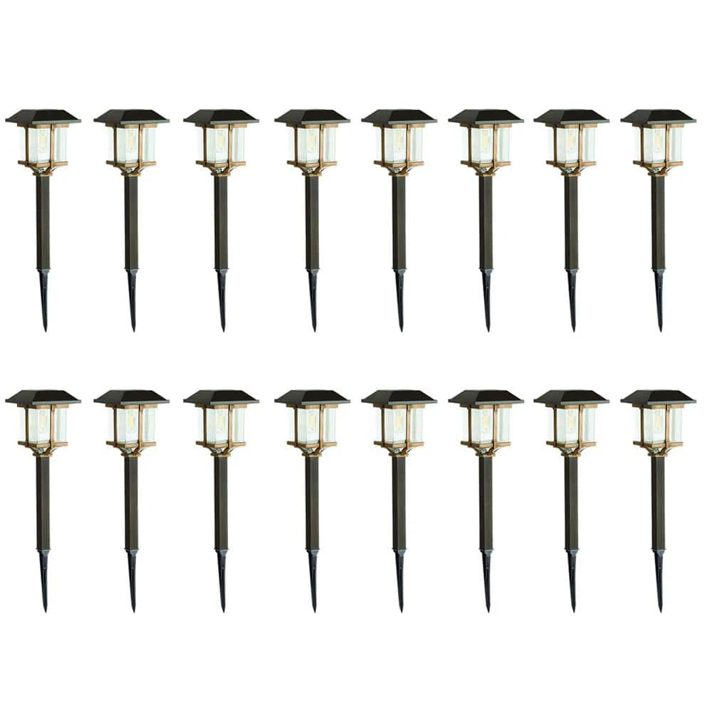 10 Lumens 2-Tone Solar Bronze and Warm Wood LED Landscape Pathway Light Set (16-Pack) by Hampton Bay 1 10 Lumens 2-Tone Solar Bronze and Warm Wood LED Landscape Pathway Light Set (16-Pack) by Hampton Bay