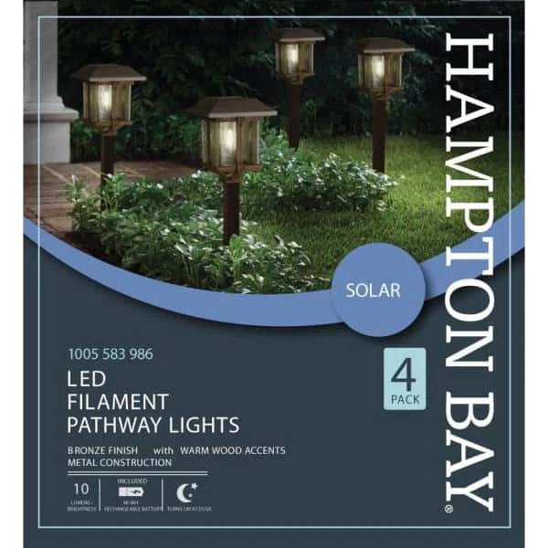 10 Lumens 2-Tone Solar Bronze and Warm Wood LED Landscape Pathway Light Set (16-Pack) by Hampton Bay 4 10 Lumens 2-Tone Solar Bronze and Warm Wood LED Landscape Pathway Light Set (16-Pack) by Hampton Bay - Image 4