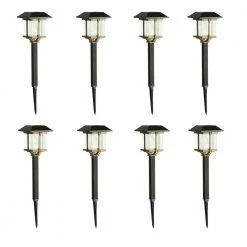 10 Lumens 2-Tone Solar Bronze and Warm Wood LED Landscape Pathway Light Set (8-Pack) by Hampton Bay