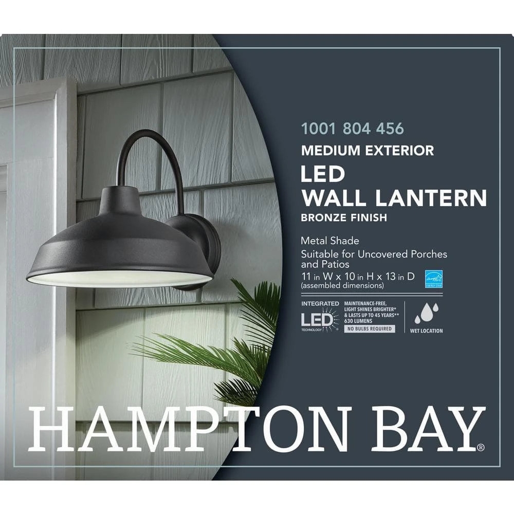 Bronze Outdoor LED Barn Light Wall Lantern Sconce by Hampton Bay 10 Bronze Outdoor LED Barn Light Wall Lantern Sconce by Hampton Bay - Image 10