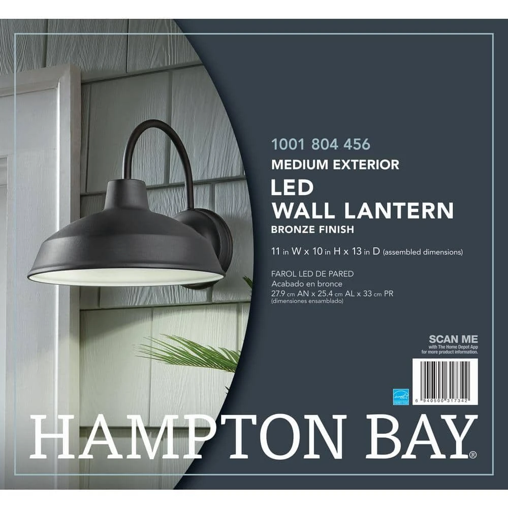 Bronze Outdoor LED Barn Light Wall Lantern Sconce by Hampton Bay 12 Bronze Outdoor LED Barn Light Wall Lantern Sconce by Hampton Bay - Image 12
