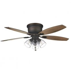 Stoneridge 52 in. Indoor LED Bronze Hugger Ceiling Fan with Light Kit, 5 Reversible Blades and Reversible Motor by Hampton Bay