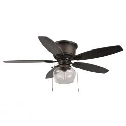 Stoneridge 52 in. LED Indoor/Outdoor Bronze Hugger Ceiling Fan with Light Kit by Hampton Bay