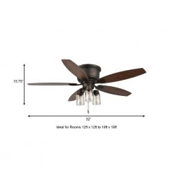 Stoneridge 52 in. Indoor/Outdoor LED Bronze Hugger Ceiling Fan with Light Kit and 5 Reversible Blades by Hampton Bay -Hampton Bay Sales bronze hampton bay ceiling fans with lights 51974 a0 1000
