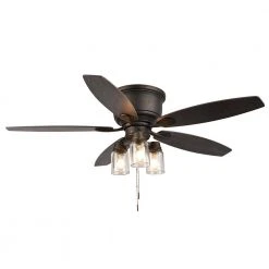 Stoneridge 52 in. Indoor/Outdoor LED Bronze Hugger Ceiling Fan with Light Kit and 5 Reversible Blades by Hampton Bay -Hampton Bay Sales bronze hampton bay ceiling fans with lights 51974 fa 1000