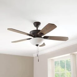 Wellston II 44 in. Indoor LED Bronze Dry Rated Downrod Ceiling Fan with Light Kit and 5 Reversible Blades by Hampton Bay -Hampton Bay Sales bronze hampton bay ceiling fans with lights 52044 31 1000
