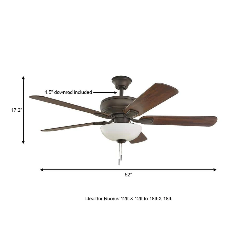 Rothley II 52 in. Indoor LED Bronze Ceiling Fan with Light Kit, Downrod, Reversible Motor and Reversible Blades by Hampton Bay 3 Rothley II 52 in. Indoor LED Bronze Ceiling Fan with Light Kit, Downrod, Reversible Motor and Reversible Blades by Hampton Bay - Image 3