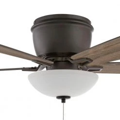 Melrose 52 in. Indoor LED Hugger Bronze Dry Rated Ceiling Fan with Light Kit and 5 Reversible Blades by Hampton Bay -Hampton Bay Sales bronze hampton bay ceiling fans with lights 52101 1d 1000