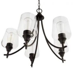 Pavlen 5-Light 23 in. Rustic Bronze Hanging Candlestick Chandelier with Clear Glass Shades for Dining Room by Hampton Bay -Hampton Bay Sales bronze hampton bay chandeliers 22611 000 66 1000