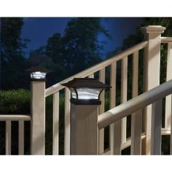 Solar 4 in. x 4 in. Bronze Outdoor Integrated LED Deck Post Light with 6 in. x 6 in. Adapter (2-Pack) by Hampton Bay -Hampton Bay Sales bronze hampton bay deck post lights 47577 31 1000