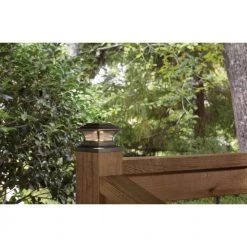 Solar 4 in. x 4 in. Bronze Outdoor Integrated LED Deck Post Light with 6 in. x 6 in. Adapter (2-Pack) by Hampton Bay -Hampton Bay Sales bronze hampton bay deck post lights 47577 77 1000