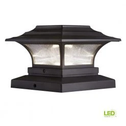 Solar 4 in. x 4 in. Bronze Outdoor Integrated LED Deck Post Light with 6 in. x 6 in. Adapter (2-Pack) by Hampton Bay -Hampton Bay Sales bronze hampton bay deck post lights 47577 c3 1000