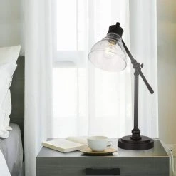 18.25 in. Oil Rubbed Bronze Counter Balance Desk Lamp with LED Bulb Included by Hampton Bay -Hampton Bay Sales bronze hampton bay desk lamps 22168 001 4f 1000