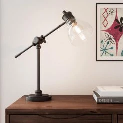 18.25 in. Oil Rubbed Bronze Counter Balance Desk Lamp with LED Bulb Included by Hampton Bay