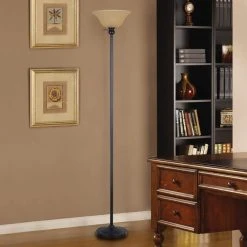 71.25 in. Bronze Torchiere Floor Lamp with Frosted Plastic Shade by Hampton Bay -Hampton Bay Sales bronze hampton bay floor lamps 18115 002 40 1000