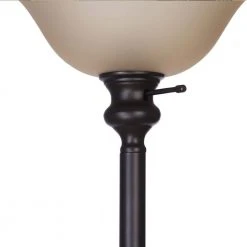 71.25 in. Bronze Torchiere Floor Lamp with Frosted Plastic Shade by Hampton Bay -Hampton Bay Sales bronze hampton bay floor lamps 18115 002 4f 1000