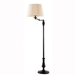 59 in. Oil-Rubbed Bronze Swing-Arm Floor Lamp with Cream Fabric Drum Shade by Hampton Bay -Hampton Bay Sales bronze hampton bay floor lamps f319001a rob 1d 1000