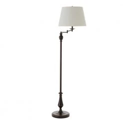 59 in. Oil-Rubbed Bronze Swing-Arm Floor Lamp with Cream Fabric Drum Shade by Hampton Bay -Hampton Bay Sales bronze hampton bay floor lamps f319001a rob a0 1000