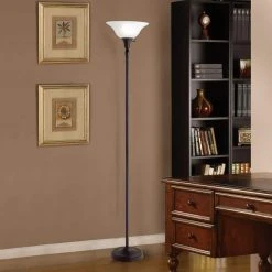 72 in. Bronze Torchiere Floor Lamp with Alabaster Glass Shade by Hampton Bay -Hampton Bay Sales bronze hampton bay floor lamps hd09528tobrze 40 1000