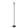 72 in. Bronze Torchiere Floor Lamp with Alabaster Glass Shade by Hampton Bay