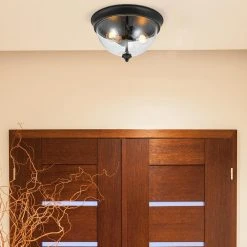 2-Light 13 in. Bronze Flush Mount Ceiling Light by Hampton Bay -Hampton Bay Sales bronze hampton bay flush mount lights 21093 000 1d 1000