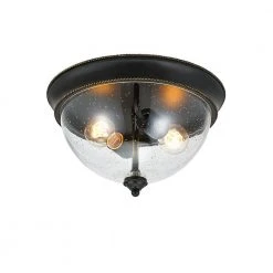 2-Light 13 in. Bronze Flush Mount Ceiling Light by Hampton Bay