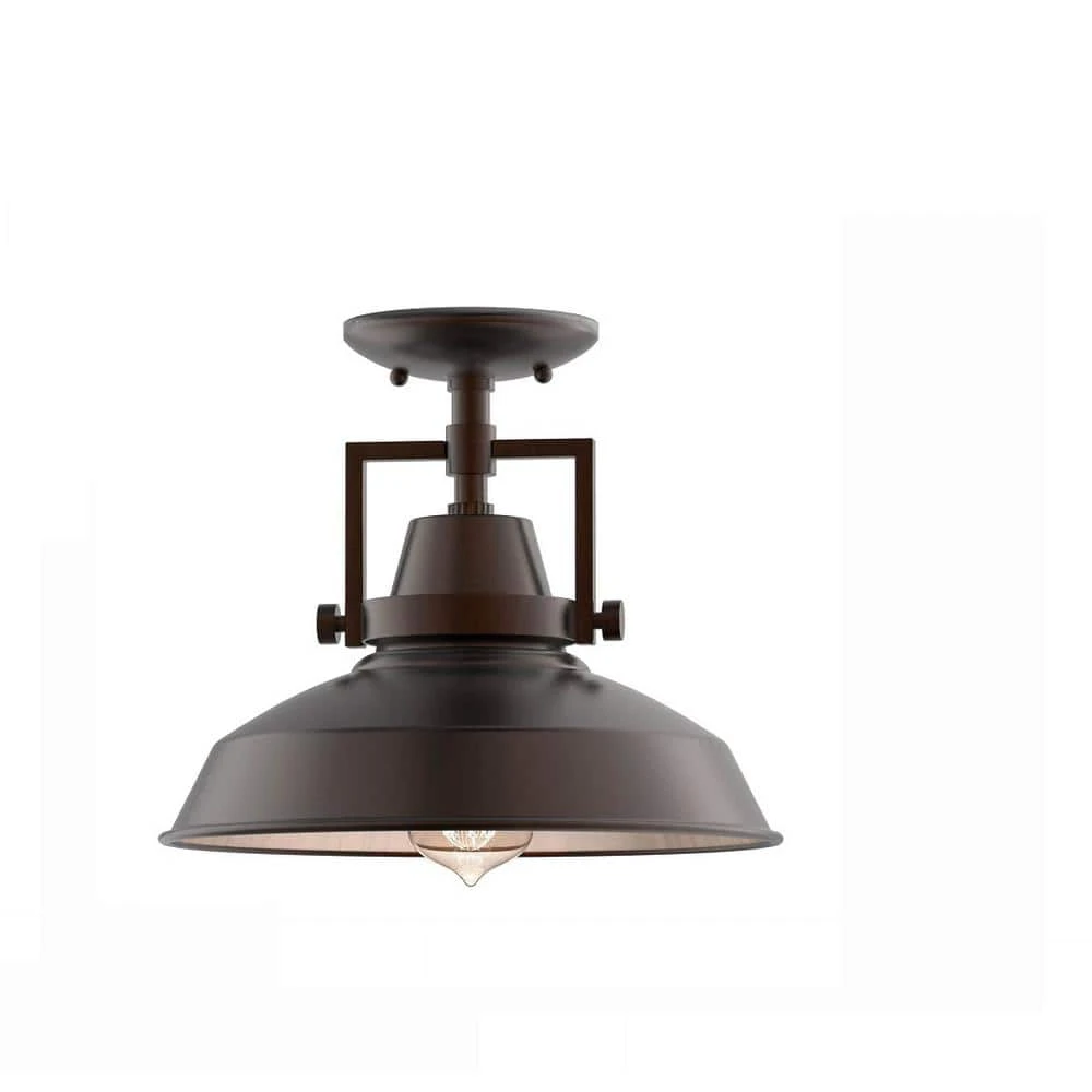 Wilhelm 12 in. 1-Light Bronze Farmhouse Semi-Flush Mount Kitchen Ceiling Light Fixture by Hampton Bay 1 Wilhelm 12 in. 1-Light Bronze Farmhouse Semi-Flush Mount Kitchen Ceiling Light Fixture by Hampton Bay
