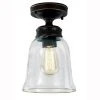 Matilda 1-Light Oil Rubbed Bronze Vintage Bulb Semi-Flush Mount Kitchen Ceiling Light with Bell Shaped Clear Glass Shade by Hampton Bay