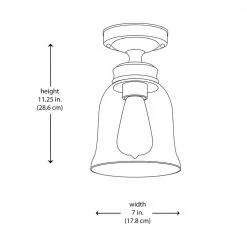 Matilda 1-Light Oil Rubbed Bronze Vintage Bulb Semi-Flush Mount Kitchen Ceiling Light with Bell Shaped Clear Glass Shade by Hampton Bay -Hampton Bay Sales bronze hampton bay flush mount lights sf0131106 1 6 77 1000