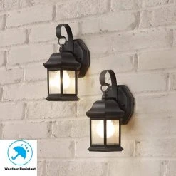 1-Light Bronze Outdoor Wall Lantern Sconce with Seeded Glass (2-Pack) by Hampton Bay -Hampton Bay Sales bronze hampton bay outdoor sconces tr t0784 40 1000