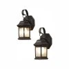 1-Light Bronze Outdoor Wall Lantern Sconce with Seeded Glass (2-Pack) by Hampton Bay